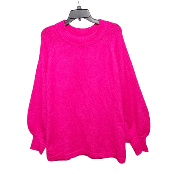 Crown & Ivy Bright Pink Balloon Sleeve Stretch Sweater Women's Plus Size 2XL - Picture 7 of 7